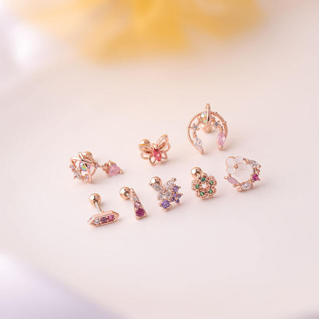 Sumer design colorful rhinestone cartilage earrings(1pcs price)