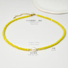 INS trend Y2K colorful crystal bead pearl choker necklace