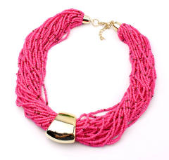 Boho colorful bead layer choker necklace