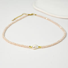 Boho Real pearl colorful crystal beads choker necklace
