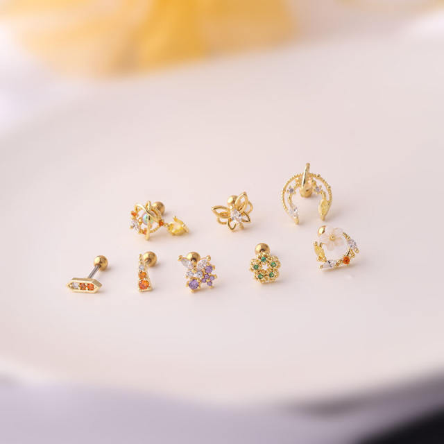 Sumer design colorful rhinestone cartilage earrings(1pcs price)