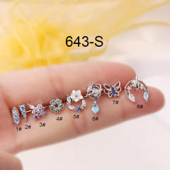 Sumer design colorful rhinestone cartilage earrings(1pcs price)