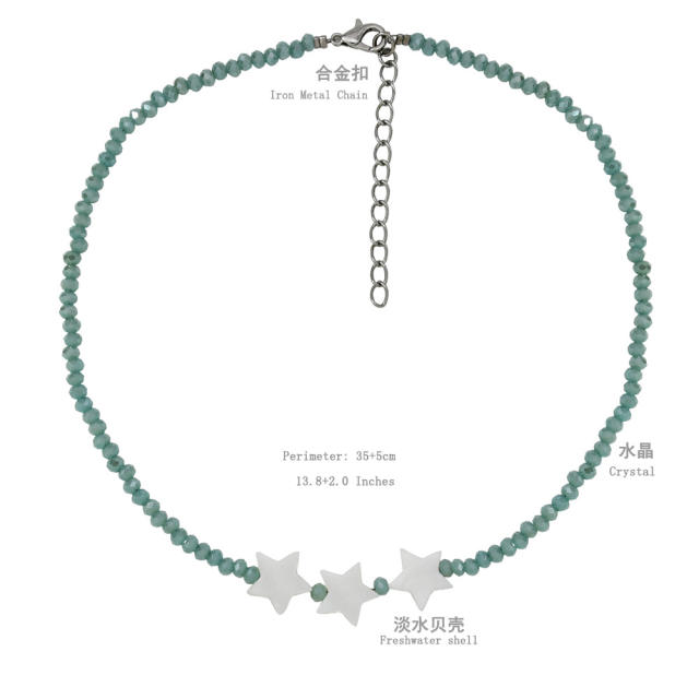 INS trend Y2K colorful crystal bead pearl choker necklace