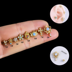 Delicate heart evil eye cartilage earrings(1pcs price)