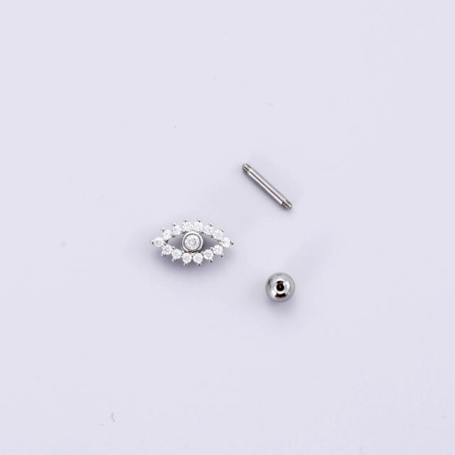 Cubic zircon snake chain stainless steel cartilage ear studs(1pcs price)
