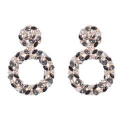 Occident fashion color glass crystal statement circle earrings