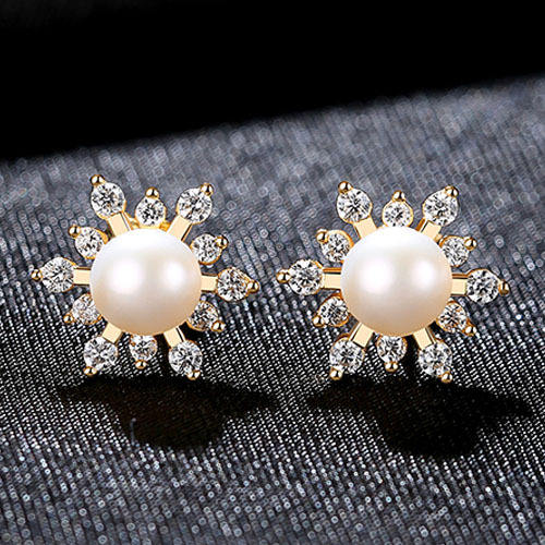 Sterling silver warter pearl studs earrings