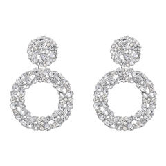 Occident fashion color glass crystal statement circle earrings