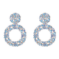 Occident fashion color glass crystal statement circle earrings