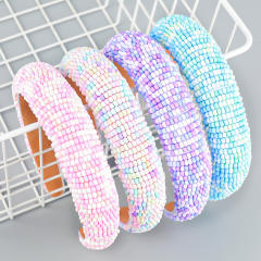 Spring design colorful beaded padded headband