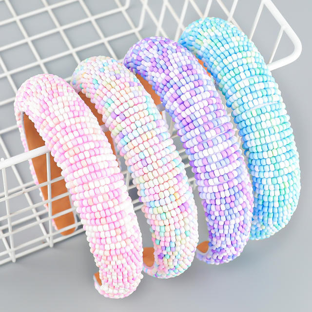 Spring design colorful beaded padded headband