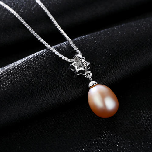 Sterling silver AAA cubic zircon flower real pearl necklace