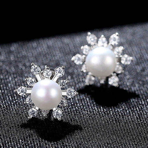 Sterling silver warter pearl studs earrings