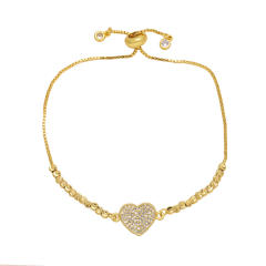 Delicate color cubic zircon heart gold plated bracelet