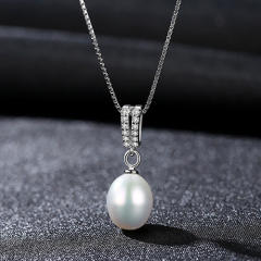Sterling silver AAA cubic zircon real pearl necklace