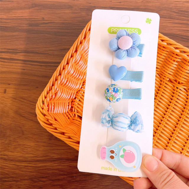 5pcs cute cartoon hair clips set for kids