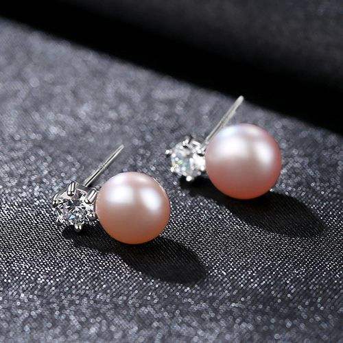 Sterling silver chic real pearl earrings