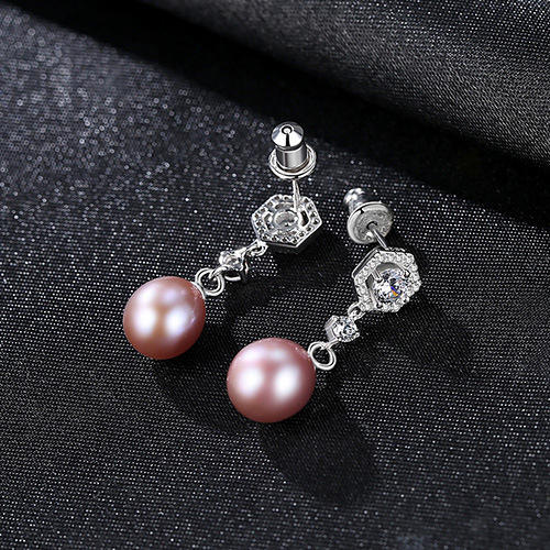 Sterling silver real pearl drop earrings