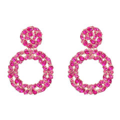 Occident fashion color glass crystal statement circle earrings