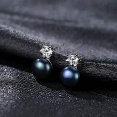Sterling silver chic real pearl earrings