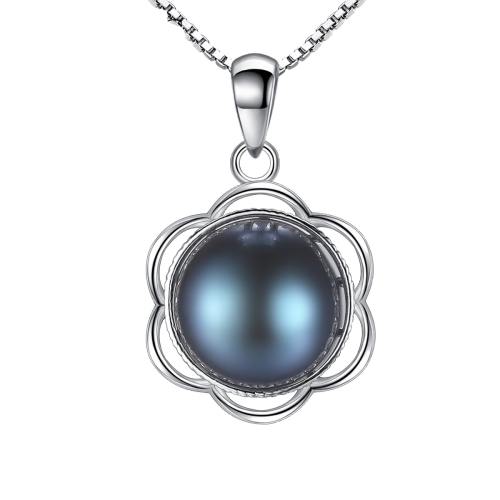 Sterling silver black pearl necklace