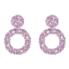 Occident fashion color glass crystal statement circle earrings