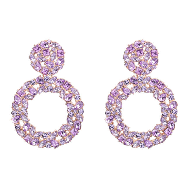 Occident fashion color glass crystal statement circle earrings