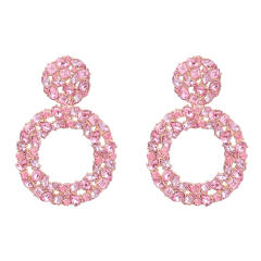 Occident fashion color glass crystal statement circle earrings