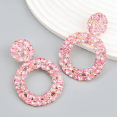 Occident fashion color glass crystal statement circle earrings