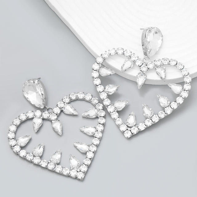 Luxury pave setting cubic zircon heart earrings