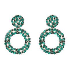 Occident fashion color glass crystal statement circle earrings