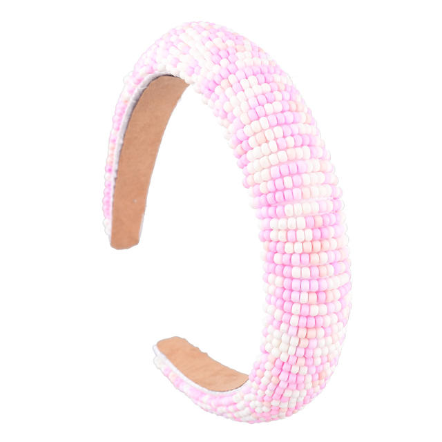 Spring design colorful beaded padded headband