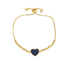 Delicate color cubic zircon heart gold plated bracelet