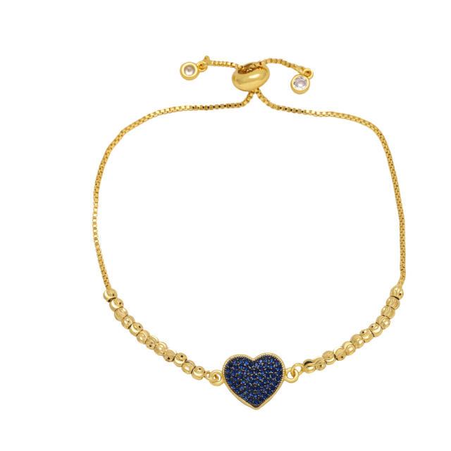 Delicate color cubic zircon heart gold plated bracelet