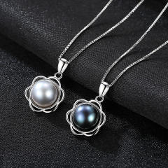 Sterling silver black pearl necklace