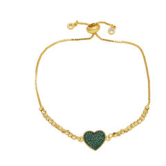 Delicate color cubic zircon heart gold plated bracelet