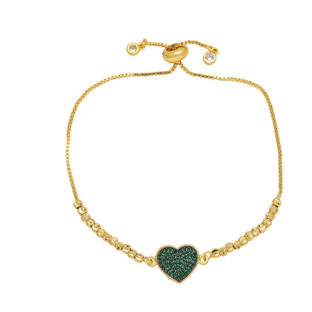 Delicate color cubic zircon heart gold plated bracelet