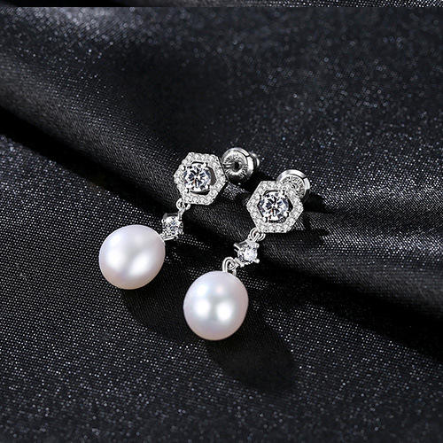 Sterling silver real pearl drop earrings