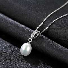 Sterling silver AAA cubic zircon real pearl necklace