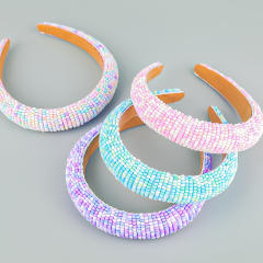 Spring design colorful beaded padded headband