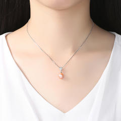 Sterling silver AAA cubic zircon flower real pearl necklace