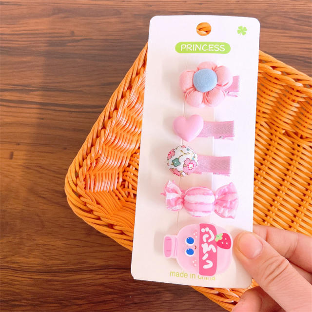 5pcs cute cartoon hair clips set for kids
