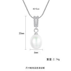 Sterling silver AAA cubic zircon real pearl necklace
