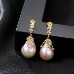 Sterling silver baroque pearl drop earrings