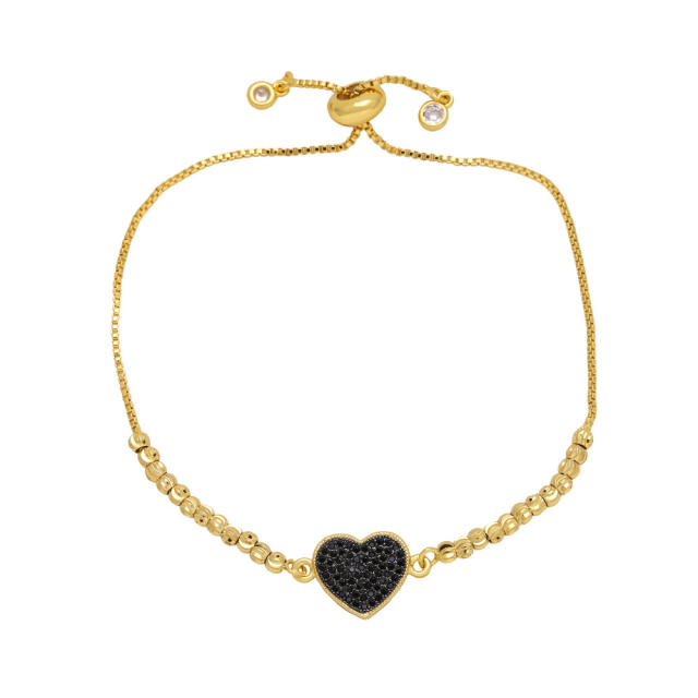 Delicate color cubic zircon heart gold plated bracelet