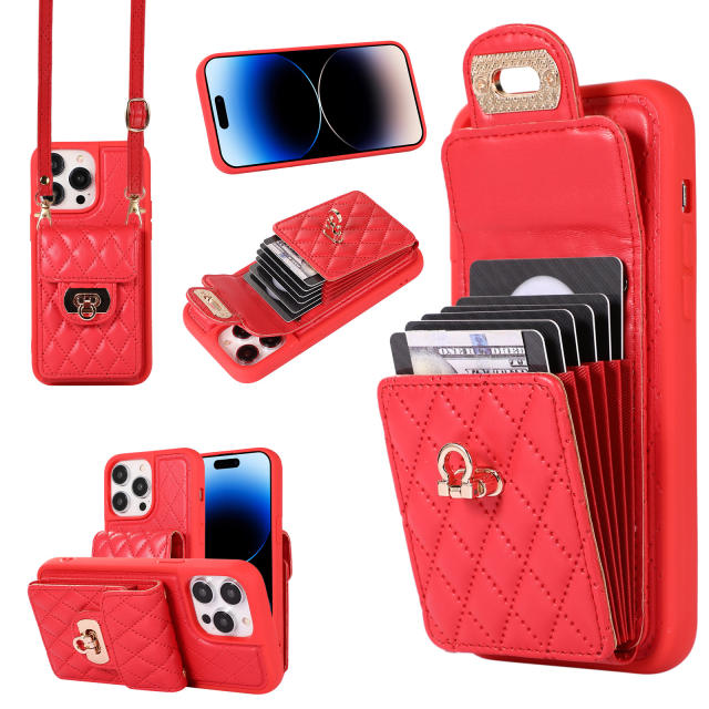 Hot sale plain color quilted mini phone bag