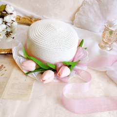 Sweet lolita summer flower boater hat