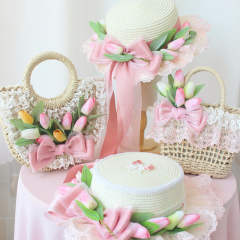 Sweet lolita summer flower boater hat