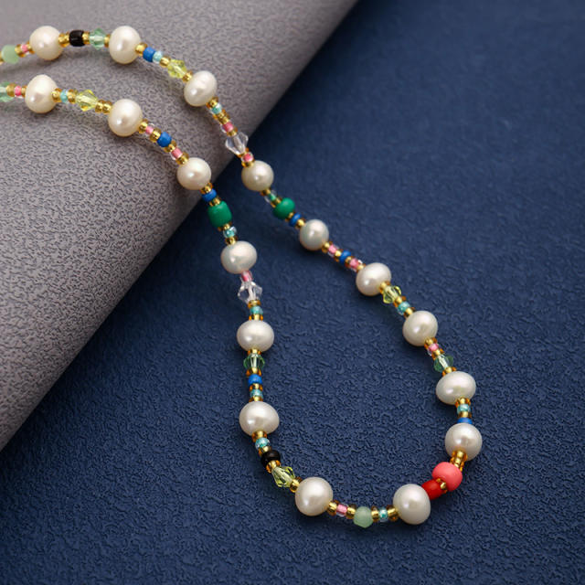 Colorful seed bead water pearl bead necklace bracelet