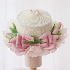Sweet lolita summer flower boater hat